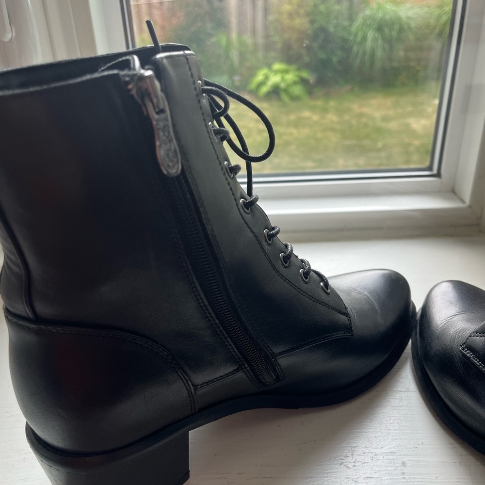 Elegant Black Lace-Up Leather Boots